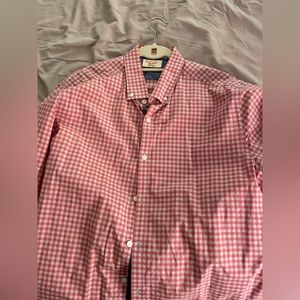 Orange checkered casual button-down